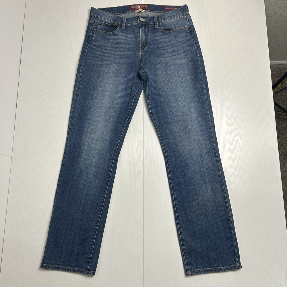 Lucky Brand Jeans Womens 12/31 Blue Sofia Straight Medium Wash Stretch Denim
